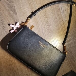 Black Crossbody Bag with Gold Accents